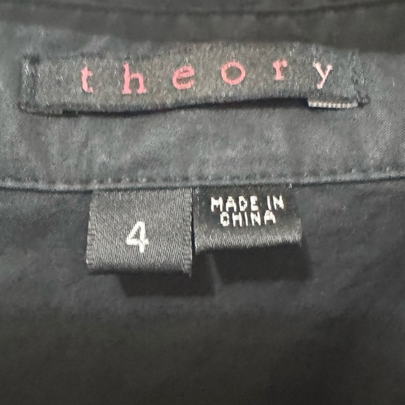 Theory Classic Black Button-Up Dress Cotton Size 4 - Picture 4 of 5